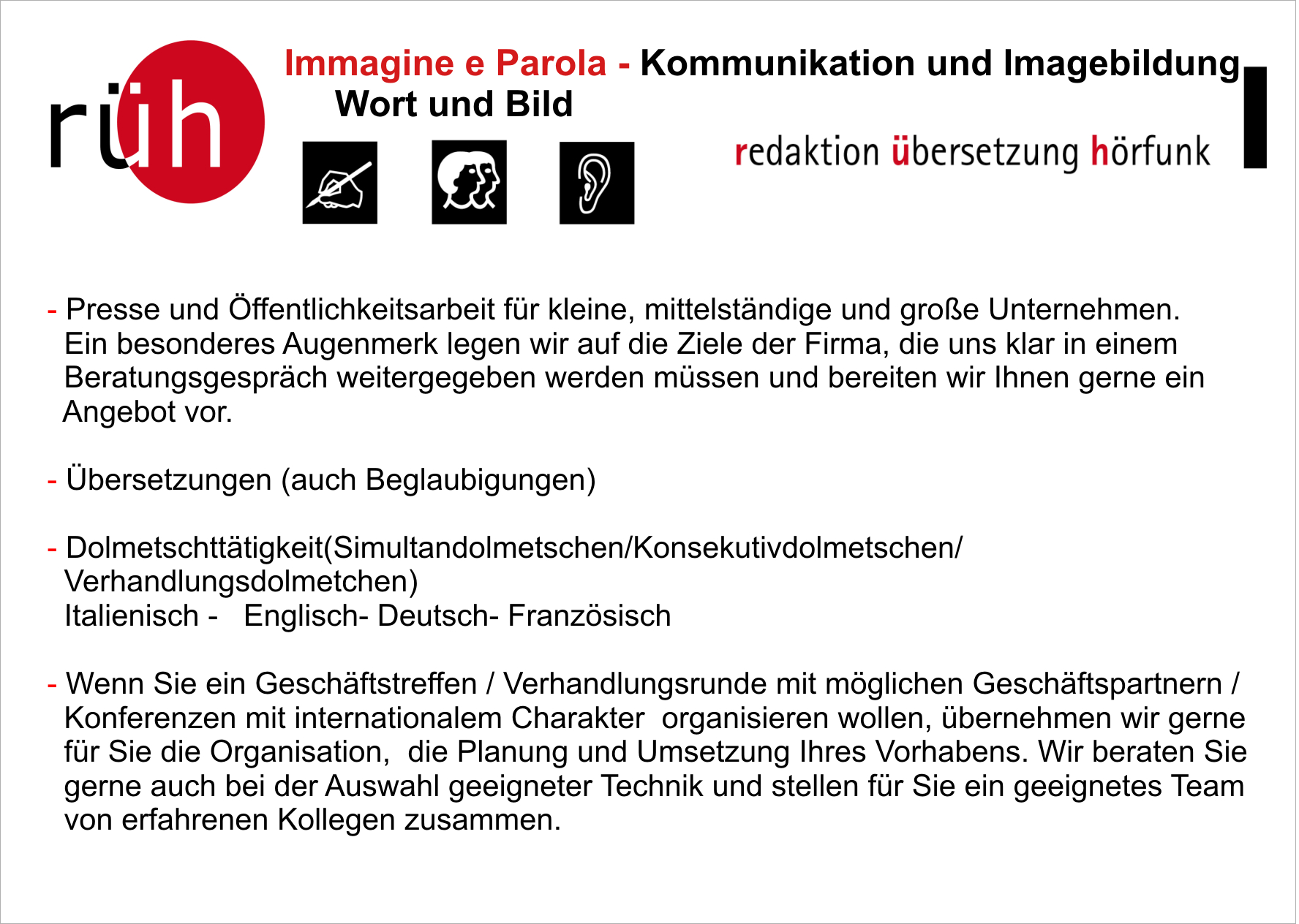 Dolmetscherdienste – Informationsflyer 1